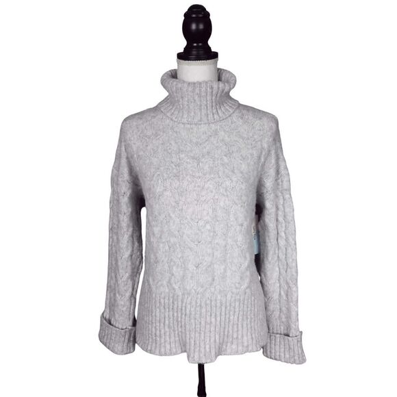 NEW NWT Witty Fox Cozy Gray Cable Knit Turtleneck Pullover Sweater Size XS - Picture 1 of 5